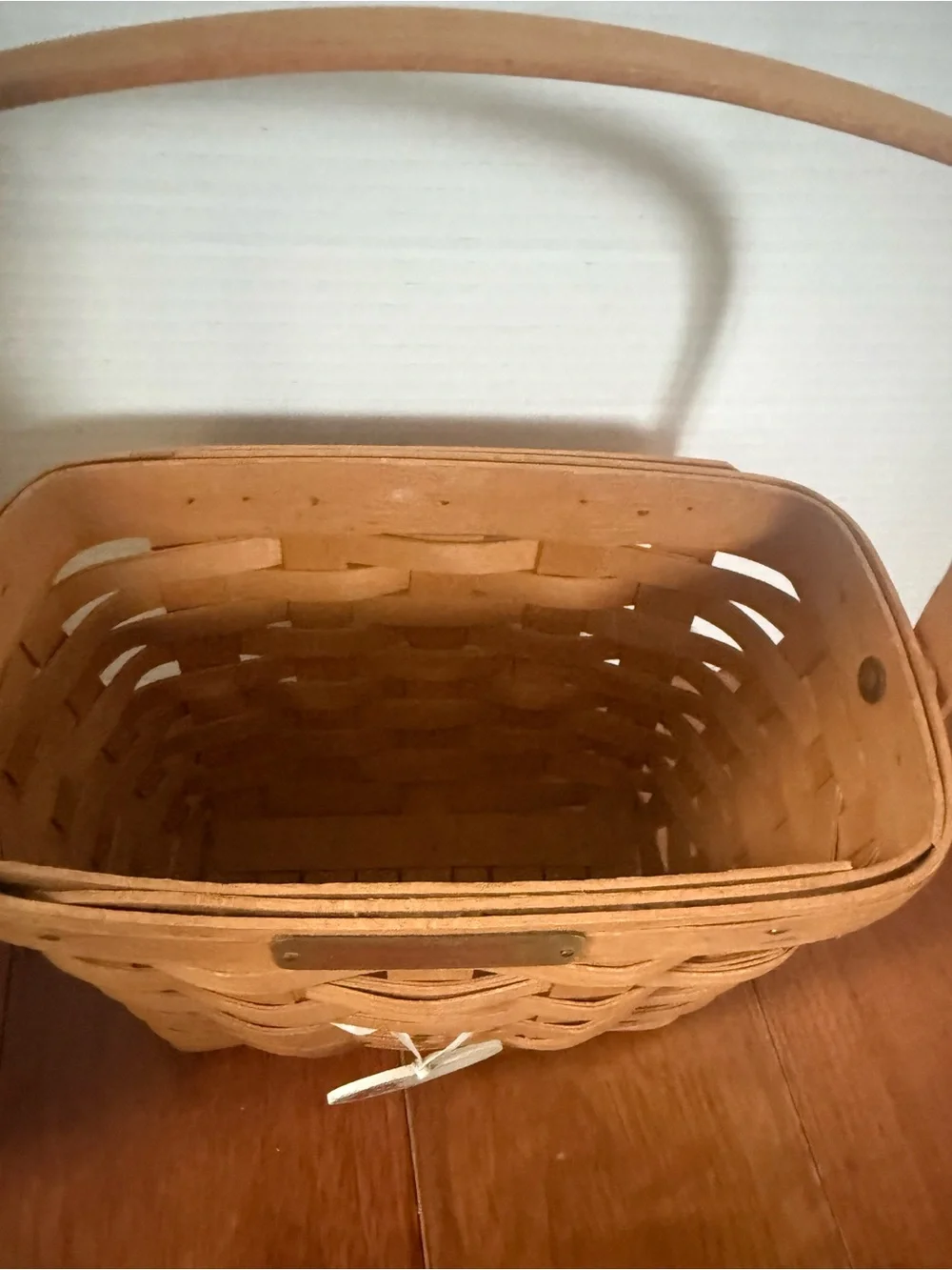 Vintage Longaberger Dresden Tour Basket With Swing Handle Brass Plate